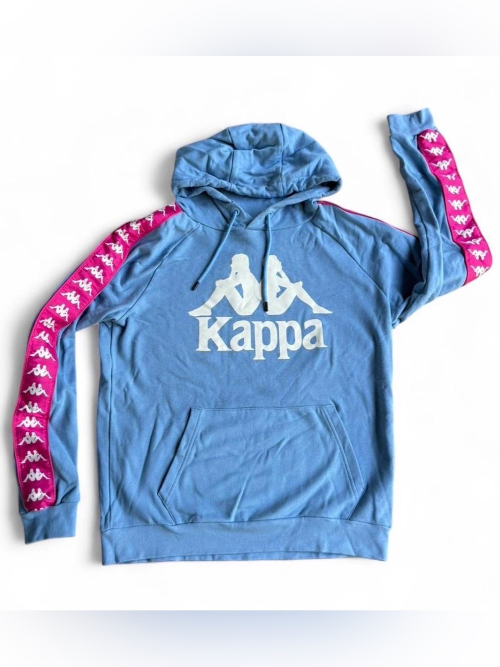 Kappa Light Blue Hoodie with pink accents and white logo